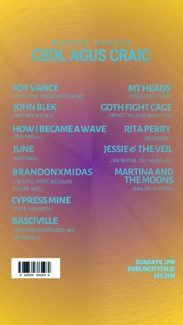Túnáil isteach go #CeolagusCraic Dé Domhnaigh 1-2pm liomsa Muraed Hughes aka @celebrantlovejoy, Sunday 1-2pm, uair a chloig #CeoltóiríÉireannacha. Thanks for music submissions from @jawdroppermgmt and @burke_pr_consultancy Míle buíochas do @jessieandtheveil for the chat. 

#FolkRock #irishmetal #irishmusic #AltRock Bígí Linn! Tune in from 1pm!